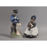 Two Royal Copenhagen Figures, Fisherman Boy and Girl