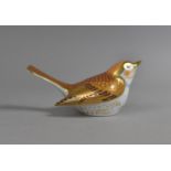 A Royal Crown Derby Paperweight, Brambling Bird, Gold Button