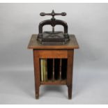 A Late 19th/Early 20th Century Cast Iron French Book Press or Copying Machine with Club Handles