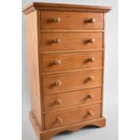 A Mid 20th Century Pine Collectors Chest of Six Short Drawers with Turned Wooden Handles, 28cms Wide