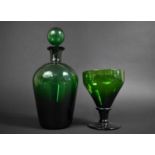 A 19th Century Green Glass Hand Blown Rummer with Tapering Bowl, Solid Stem and Circular Foot,