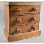 A Vintage Pine Three Drawer Chest on Plinth Base, 33cms by 17cms by 32cms High