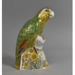 A Royal Crown Derby Paperweight, Amazon Green Parrot