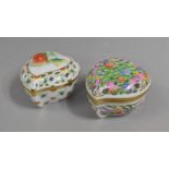 Two Herend Porcelain Pierced Heart Shaped Boxes, to Include First Edition Mulberry Hall 46/500