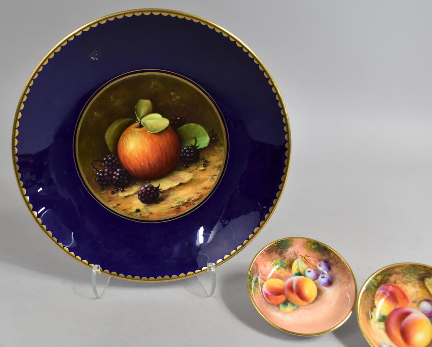 A Coalport Hand Painted Plate, Still Life, Apple and Blackberries by Malcolm Harnett Together with - Image 2 of 3