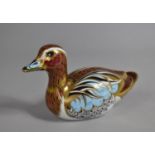 A Royal Crown Derby Paperweight, Collectors Guild Duck, Gold Button