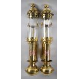 A Pair of Reproduction GWR Bulkhead Mounting Carriage Lamps, Each 33cms High