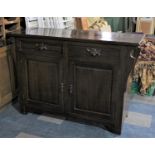 An Art Nouveau Mahogany Sideboard, Missing Mirror Back, with two Drawers Over Cupboard, 137cm wide