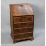 A Mid 20th Century Small Mahogany Fall Front Bureau with Fitted Interior and Four Base Drawers, 56cm