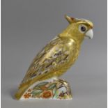 A Royal Crown Derby Paperweight, Citron Cockatoo, Gold Button