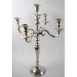 A Large Modern Five Branch Silver Plated Candelabra, 61cms high
