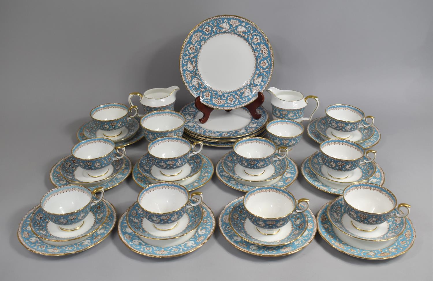 A Crown Staffordshire Ellesmere Tea Set to Comprise Ten Cups, Ten Saucers, Ten Side Plates and