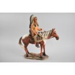 A Modern Resin Study of Mounted Indian Chief, Spear AF, 31cms Wide