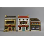 Three Royal Crown Derby Houses, Limited Edition The Royal Toy Shop, Organic Harvest Stores and House