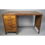 A Vintage Govt Dept Desk (Probably Military) stamped ER,  with Five Side Drawers, 171cms Wide