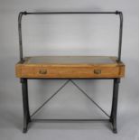A Modern Industrial Style Haberdashery Iron Based Side Table with Glazed Top and Raised Ironwork
