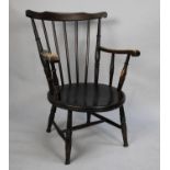 A Circular Seated Spindle Back Armchair, Has been Cut Down