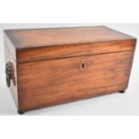 A Mid 19th Century Rosewood and Mahogany Tea Caddy of Rectangular From with Lion Mask Ring