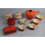 A Collection of Various Le Creuset Items to Comprise Lidded Pots, Heart Shaped Bowls etc