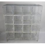 A Vintage Sixteen Section Galvanized Wire Locker/Store, 122x136x45.5