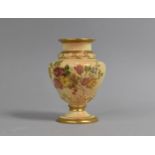 A Royal Worcester Blush Ivory Vase, Floral Decoration, Shape Number 1727, 9.5cm high