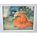 A Framed Print of Kneeling Spanish Flamenco Dancer, 62x50cm