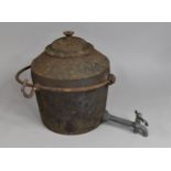 A Vintage Cast Iron Tar Bucket with Galvanised Tap, Makers Mark to Finial Lid, with Hooped, Hooked
