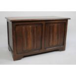 A Mid 20th Century Oak Linen Fold Small Blanket Chest, Hinged Lid, 91cms Wide