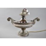 A Mid 20th Century Silver Plated Table Lamp Base in the Form of an Adam Style Scroll Handled Vase,