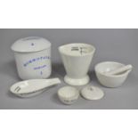A Collection of Various Early 20th Century Pharmaceutical Ceramic Items to Comprise Homeopathic