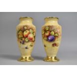 A Pair of English Hand Painted Vases by Peter Gosling, Still Life, the One with Apple and Pear and