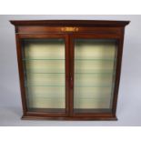 A Modern Inlaid Mahogany Wall Hanging Display Cabinet, Four Inner Glass Shelves, 73cms Wide
