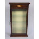 A Modern Inlaid Mahogany Wall Hanging Display Cabinet with Three Inner Glass Shelves, 39cms Wide and