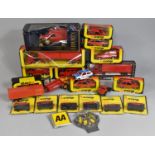 A Collection of Boxed Diecast Royal Mail Vehicles, AA Badge etc