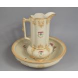 An Early 20th Century Blush Ivory Toilet Bowl and Jug