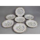 A Set of Seven Spode Floral Shallow Bowls with Gilt Trim