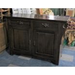 An Art Nouveau Mahogany Sideboard, Missing Mirror Back, with two Drawers Over Cupboard, 137cm wide