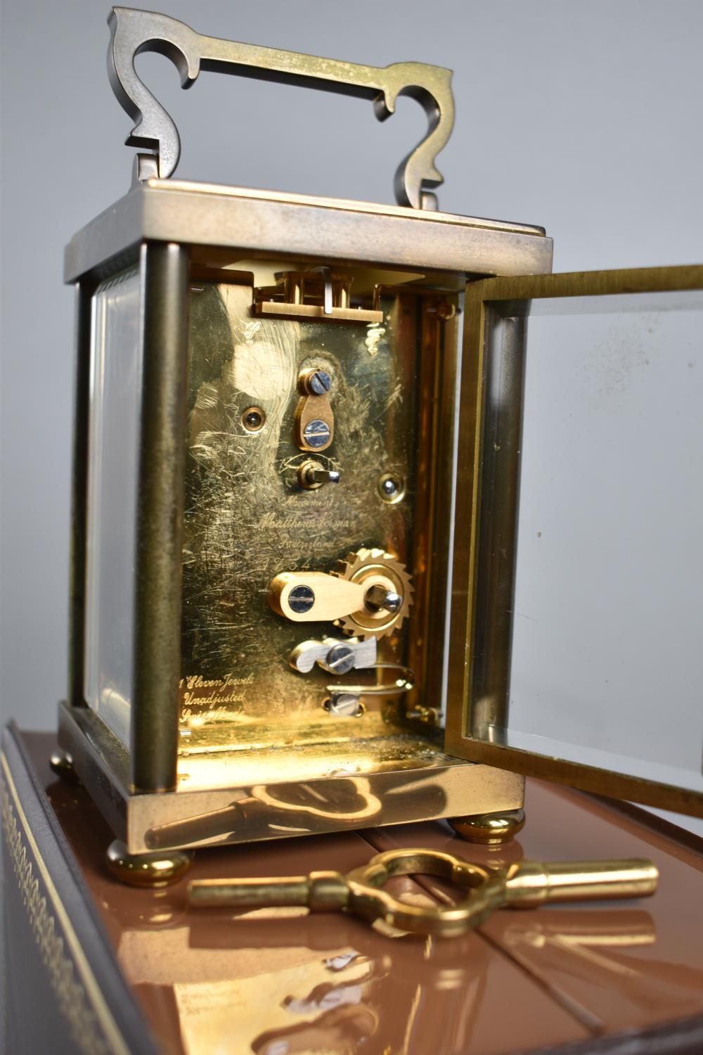 A Good Quality Mid 20th century Brass Carriage Clock with Eleven Jewel Swiss Movement and Original - Image 2 of 2