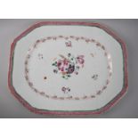 An 18th/19th Chinese Export Platter Decorated in the Famille Rose Palette, 36.5cm wide, Glue Repair