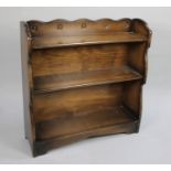 A Small Late 20th Century Waterfall Three Shelf Bookcase, 76cms Wide