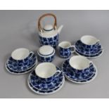 A Swedish Rorstrand Mon Amie Pattern Tea Set to comprise Four Cups, lidded Sugar, Milk Jug,