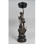 A Bronzed Spelter French Figure Converted to Plant Stand, "Industrie", 48cms High