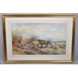 A Large Framed Watercolour, Signed Tom Rowdon, Harvest Lunch, 75x44cm