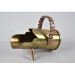 A Trench Art Copper and Brass Model of a Helmet Shaped Coal Scuttle, Body Formed From Brass Shell