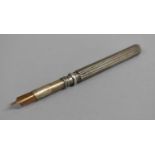 A 19th Century Silver S Mordan & Son Reeded Cylindrical Barrel Pen with Extendable Slide Action