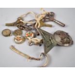 A Small Collection of Vintage Clock Keys, Enamel Badges Etc
