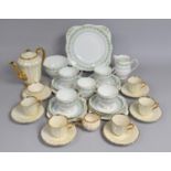 A Grafton China Tea Set to comprise Five Cups, Saucers, Sied Plates, Milk Jug, Sugar Bowl, Cake