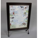 A Modern Fire Screen Decorated with The Packs of Fox Hounds In Great Britain, 50cms Wide