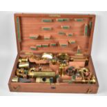 A Late 19th/Early 20th Century Cased Microscope Accessory Kit, 43cms Wide