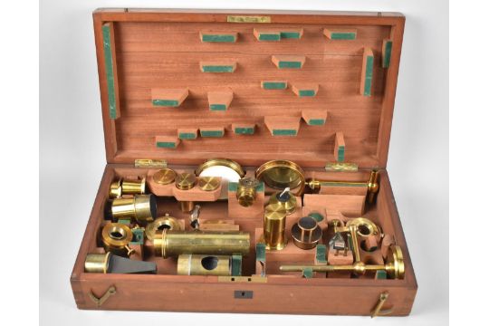 A Late 19th/Early 20th Century Cased Microscope Accessory Kit, 43cms Wide - Image 1 of 2